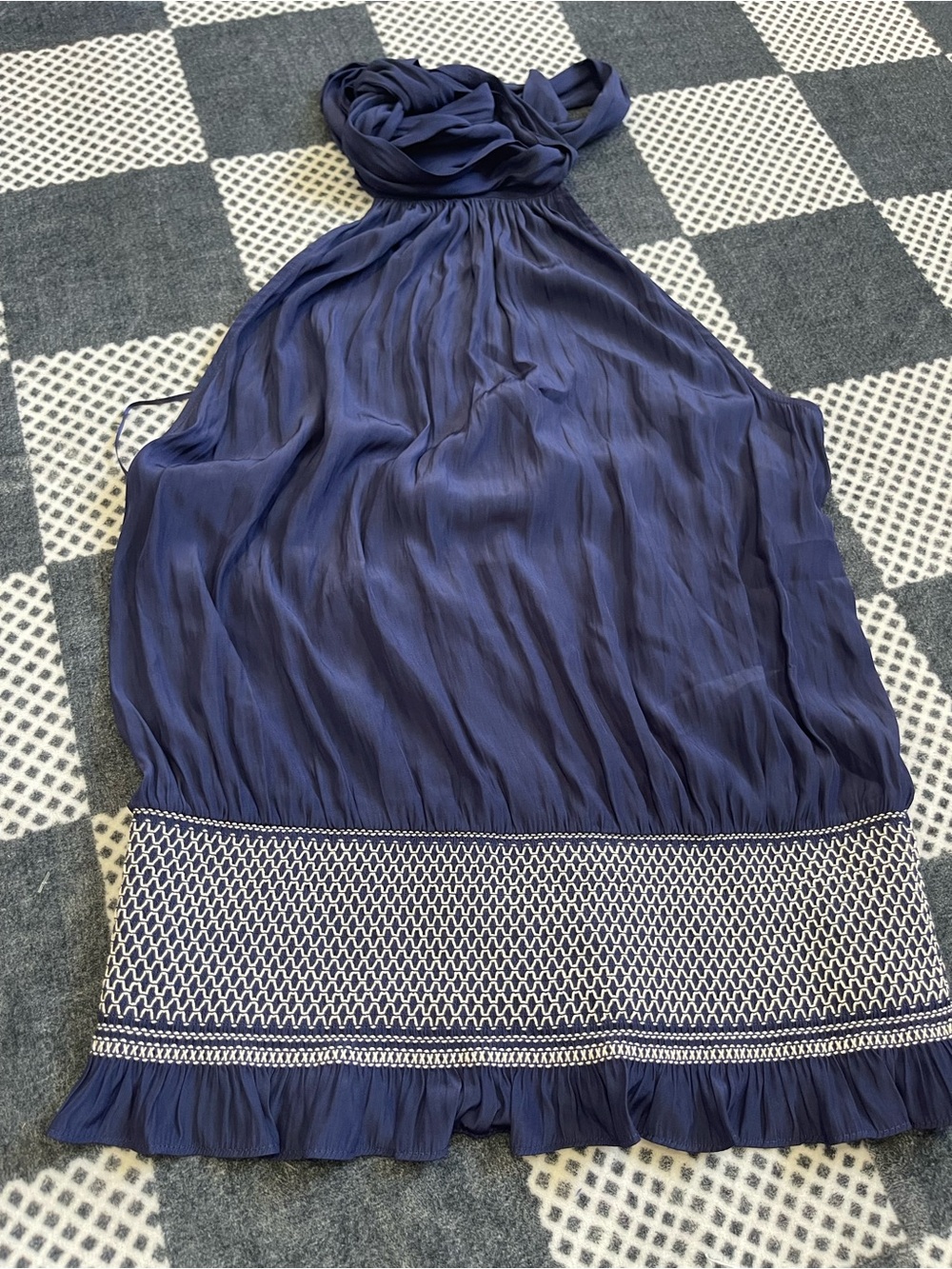Ramy Brook Navy Embroidered Halter Top Tunic Size M NWT $275